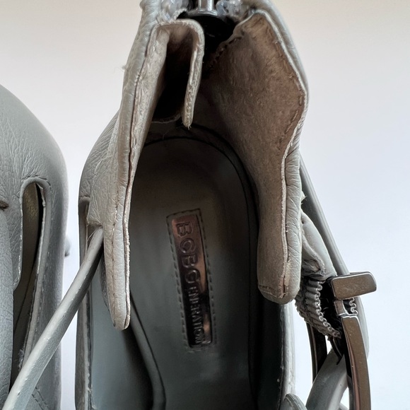 BCBGeneration Kaius Gray Leather Peep Toe Booties - Picture 7 of 10